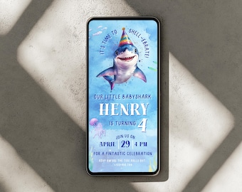 Baby Shark Birthday Invitation | Under the Sea Canva Template | Digital Download