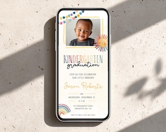 Watercolor Kindergarten Graduation Invitation | Digital Phone Invite | 306