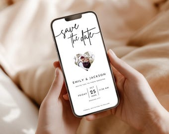 Photo Save the Date Invitation | Mobile Wedding Announcement | Editable Canva Template