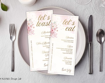 Floral Sweet Sixty Birthday Menu | Elegant 60th Dinner Template | Table Decor Printable Party | B003