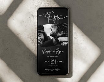 Animated Photo Save the Date Invitation | Elegant Wedding Canva Template | Mobile Digital Download
