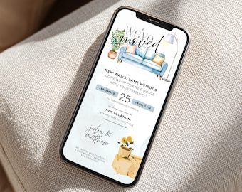 Elegant Housewarming Invitation Template | We've Moved Announcement | Digital Download