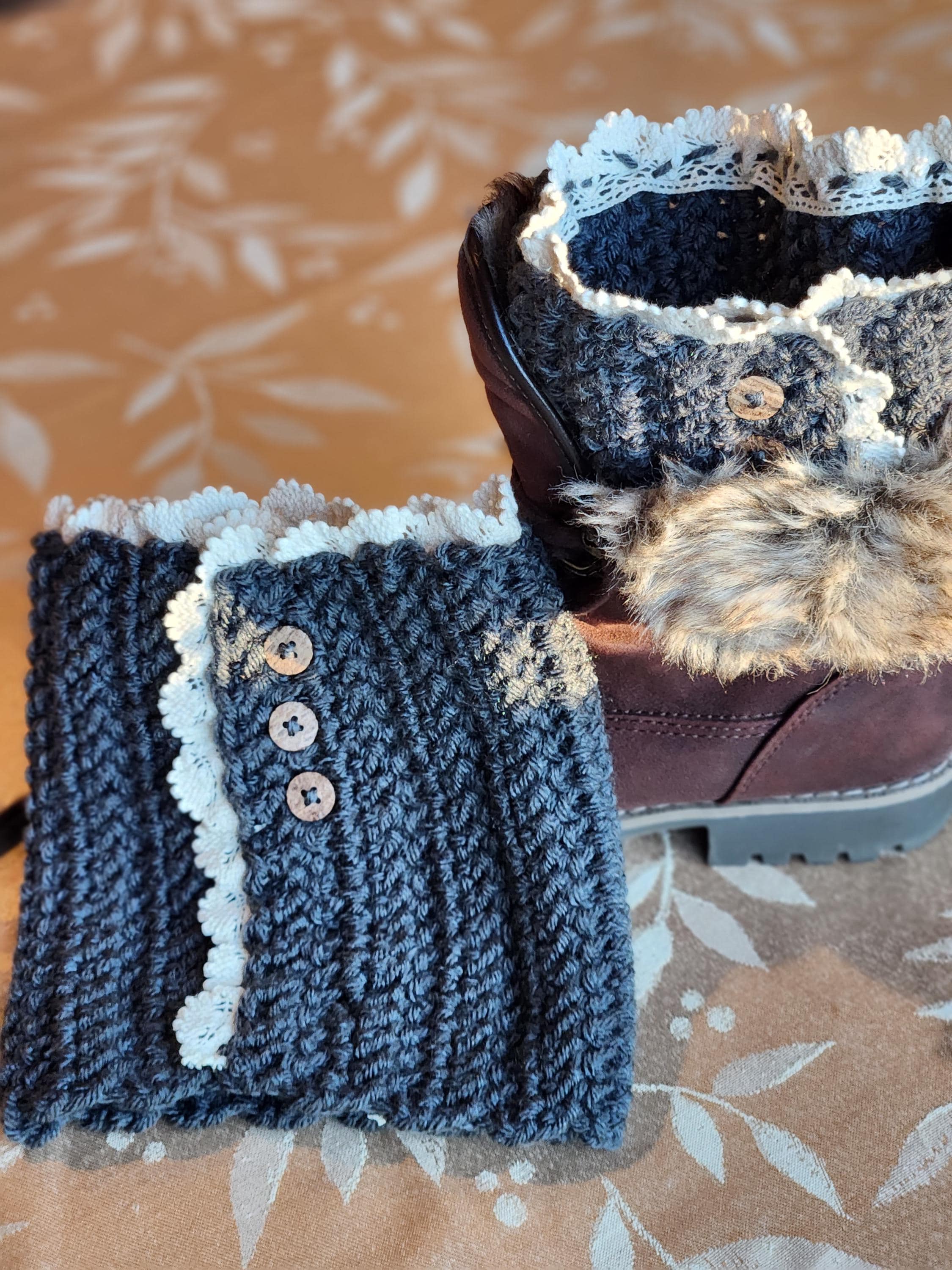 Crochet Boot Cuffs with Lace