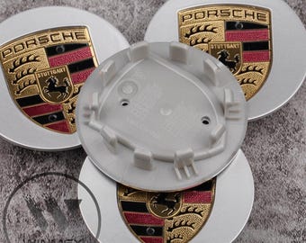 4 x Porsche Wheel Centre Caps 76mm  Silver / Gold please make sure you choose right size before your order