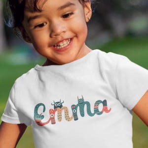 Silly Monster Toddler T-shirt with Name Emma – Colorful Birthday Idea