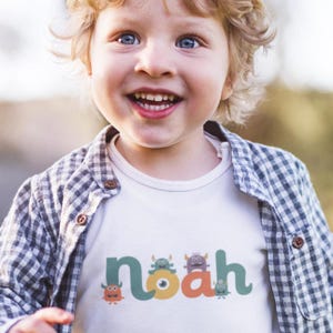 Monster Toddler T-shirt with Name Noah – Colorful Birthday Idea