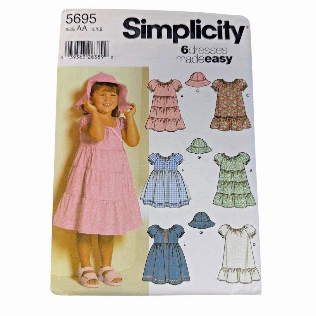 Simplicity Pattern 5695 Girls Dress 6 Different Made Easy Size AA 1/2 1 ...