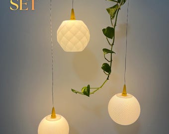 Designer Lampenschirm - SET - Kompatibel mit A1/A1E Sterne  – Poly/ Linear/ Spiral - Matt weiß, Ø 10 cm – PLA 3D-Druck - Ostern