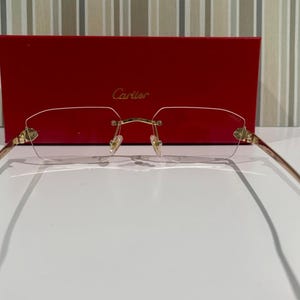 Cartier Vintage Rimless Eyeglasses- Pure Titanium Gold Temples With Clear Lens Eyewear- Unisex Glasses- Fathers Day Gift- Gift For Her, Him image 3