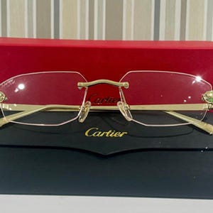 Cartier Vintage Rimless Eyeglasses- Pure Titanium Gold Temples With Clear Lens Eyewear- Unisex Glasses- Fathers Day Gift- Gift For Her, Him image 10