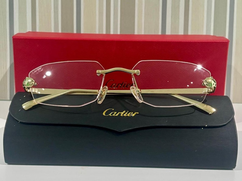 Cartier Vintage Rimless Eyeglasses- Pure Titanium Gold Temples With Clear Lens Eyewear- Unisex Glasses- Fathers Day Gift- Gift For Her, Him image 10