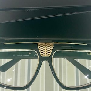 Cazal Vintage Black Gold Eyeglasses - Acetate Metal Frames With Clear Lens Eyewear - Fathers Day Gift - Gift For Her, Him, Independence Day