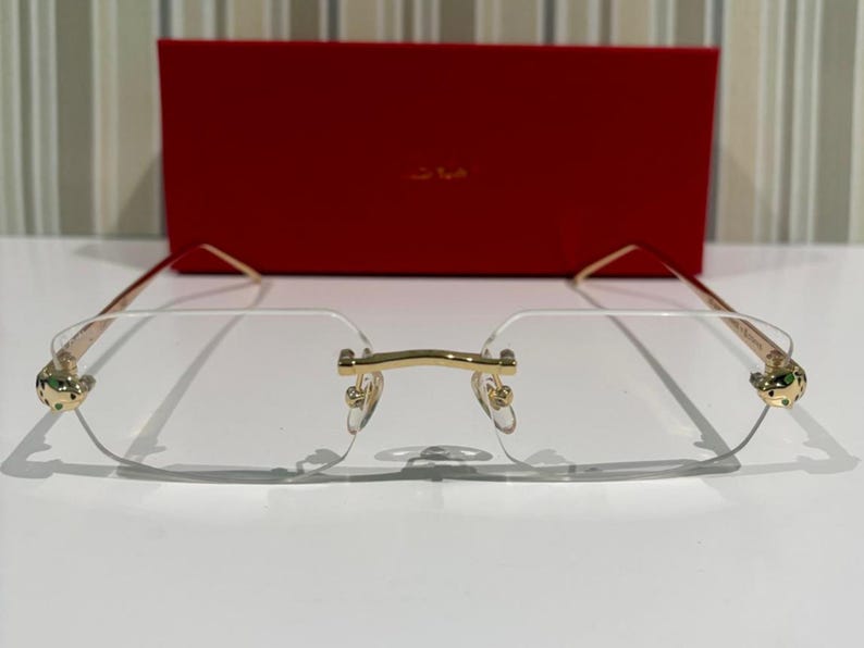 Cartier Vintage Rimless Eyeglasses- Pure Titanium Gold Temples With Clear Lens Eyewear- Unisex Glasses- Fathers Day Gift- Gift For Her, Him image 8