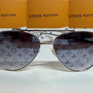 LV Vintage Luxury Sunglasses - Lv Monogram Black Shade Lens Unisex Glasses - Gift For Her, Him - Birthday Gift - Personalized Gift - NOS
