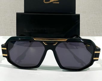 Cazal Vintage Sunglasses - Black & Gold Frame Color With Black Lens Trendy Eyewear - Fathers day Gift - Gift For Her, Him - Birthday Gift
