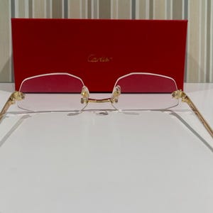 Cartier Vintage Rimless Eyeglasses- Pure Titanium Gold Temples With Clear Lens Eyewear- Unisex Glasses- Fathers Day Gift- Gift For Her, Him image 4