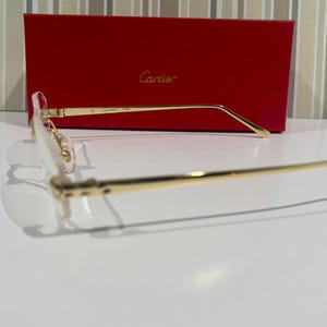 Cartier Vintage Rimless Eyeglasses- Pure Titanium Gold Temples With Clear Lens Eyewear- Unisex Glasses- Fathers Day Gift- Gift For Her, Him image 2