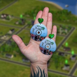 Game Disc Resin Statement Earrings