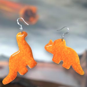 Dinosaur Chicken Nugget Mismatched Resin Statement Earrings