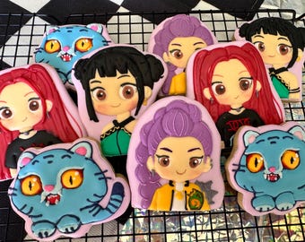 Kpop demon hunters cookies kpop hunters Cookies decorated (1 dozen) huntrix cookies decorated kpop cookies