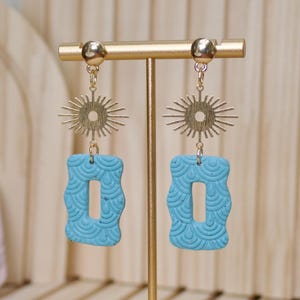 Blue Summer Boho Polymer Clay Earrings