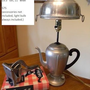 Reclaimed Vintage aluminum coffee pot lamp with aluminum shade