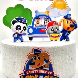 Topo de bolo inspirado em tema de labrador policial - Decoração de festa de labrador policial