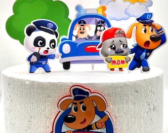 Police Labrador Cake Topper – Handmade Party Decor.