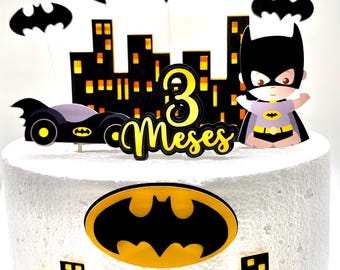 Dark Bat Theme Cake Topper - Handmade Party Decor.