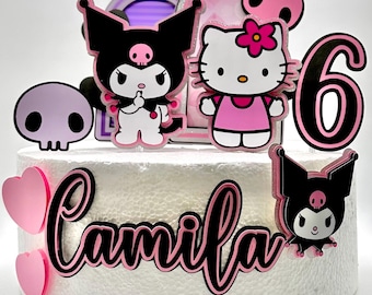 Kuromi and Kitty Cake Topper – Handmade Party Decor.