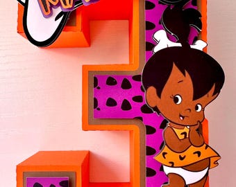 Pebble Flintstones Cake Topper - Handmade Party Decor.