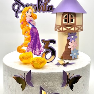 Adorno para tarta inspirado en Enredados - Decoración de fiesta de Rapunzel