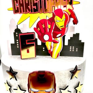 Op Iron Man geïnspireerde themataarttopper - Iron Man Party Decor