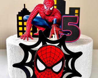 Spiderman inspired theme cake topper - Spiderman Party Decor