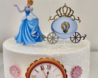 Cinderela inspired theme cake topper - Cinderela  Party Decor