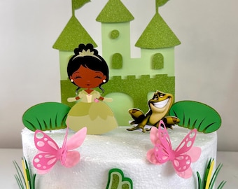 Princess Tiana inspired theme cake topper - The Princess and the Frog Party Decor