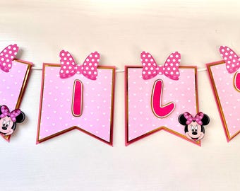 Pink Minnie inspired theme Banner - Minnie Party Decor
