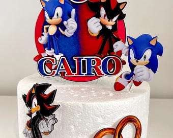 Sonic  inspired theme cake topper - Sonic Party Decor