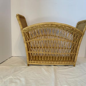Vintage Wicker Magazine Rack: Boho MCM Office Decor