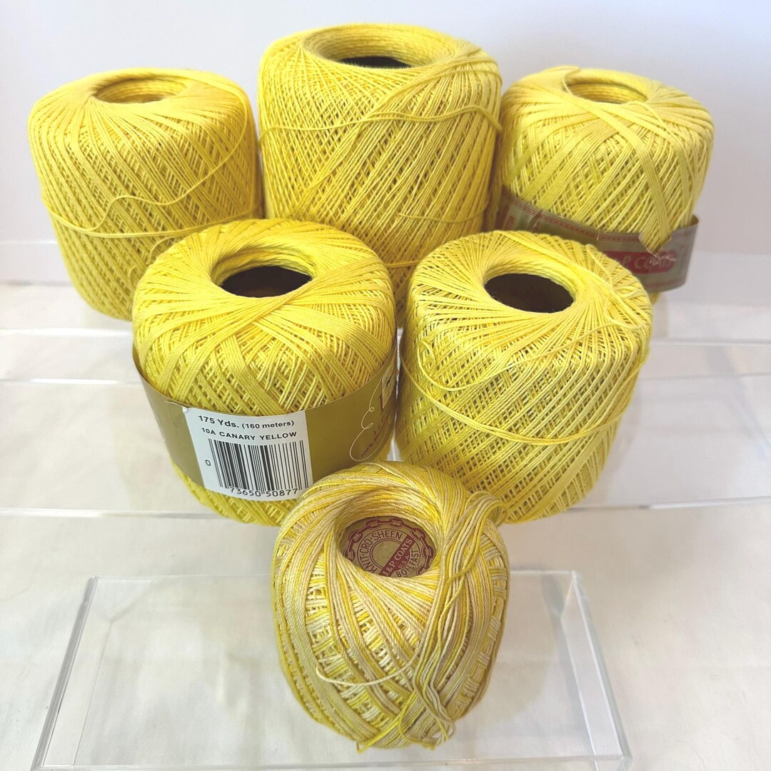 Joot Thread Yellow Crochet Thread Vintage, Lot of 6 J&P Coats Knit-cro-sheen, 6 ...