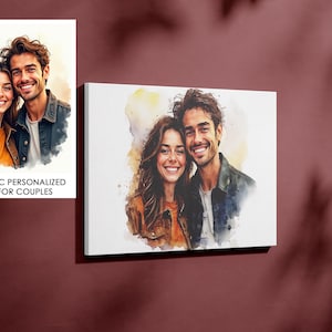 Peinture à l'huile personnalisée, Portrait personnalisé à partir d'une photo, Cadeau pour la Saint-Valentin, Portrait de couple, Cadeau d'anniversaire, Cadeau de mariage, Portrait sur toile