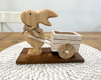 Easter Gifts, Easter Bunny Decor, Bunny and Cart Holder, Easter Decoration, Spring Decor
