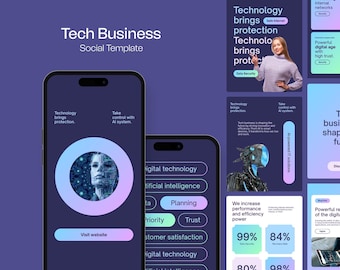Tech Business Instagram Templates, Cybersecurity Canva Posts, IT Manager Content, Server Admin Kit, Hosting & Startup Social Media