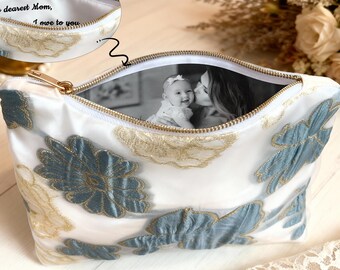 Custom Photo Bridal Clutch, Personalized Wedding Purse, Mother of the Bride Gift, Handmade Keepsake Bag for Mom, Wedding Clutch,Wedding Gift