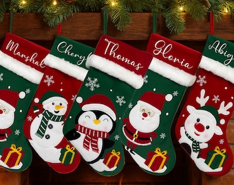 Personalized Embroidered Christmas Stocking with Name, Custom Name Stocking, Xmas Mantel Stocking, Christmas Gift, Family Christmas Stocking