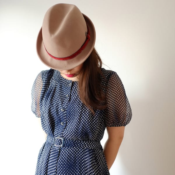 Midnight blue Japanese vintage dress, xs - s