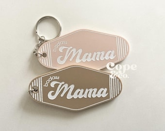 Badass Mama Acrylic Motel Key Inspired Keychain | Mama Keychain | Acrylic Keychain | Baddass Gift | Baddass Mom | Mother Day Gift | Mom Gift