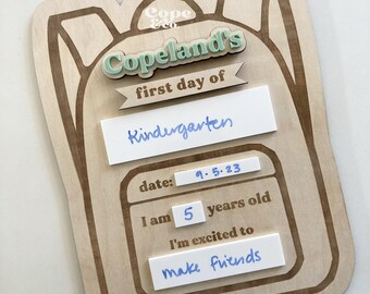 Wood PERSONALIZED Back to School Backpack Sign| First Day of School | Last Day of School | Kids School Sign | School Photo Prop | Wood Sign