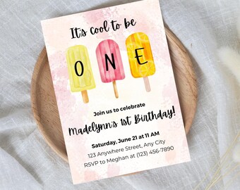 Popsicle 1st Birthday Invitation | Summer Theme (Digital Download)
