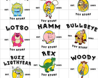 Toy Story Characters PNG Bundle | Woody Buzz Jessie Rex Lotso Alien Clipart | 300 DPI High Quality Digital Download | Pixar Sublimation